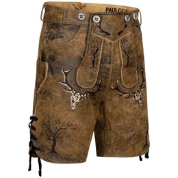 Trachtenhose Herren Lederhose Kurz mit Trgern 100% Echtleder - HK6 ANTIK