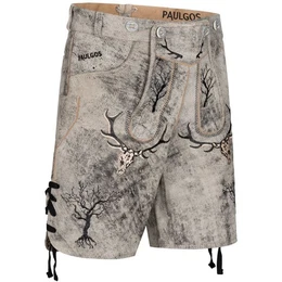 Trachtenhose Herren Lederhose Kurz mit Trgern 100% Echtleder - HK6 ANTIK