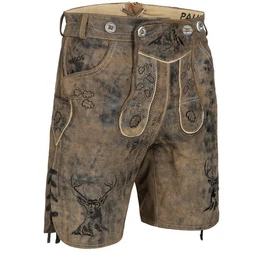 Trachtenhose Herren Lederhose Kurz mit Trgern 100% Echtleder - HK4 ANTIK