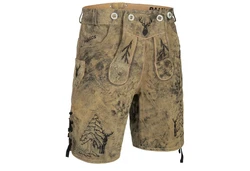 PAULGOS Trachtenhose Herren Lederhose Kurz mit Trägern (HK5) antik (HK5)
