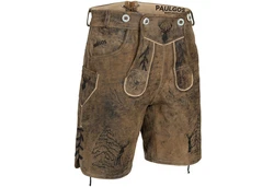 PAULGOS Trachtenhose Herren Lederhose Kurz mit Trägern (HK5) HK5