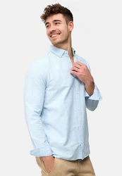 Indicode Langarmhemd Kepner Hellblau/Blau/Grau