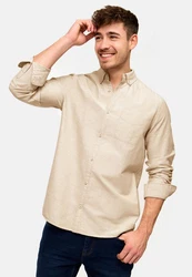 Indicode Langarmhemd Kepner Khaki/Beige/Weiß