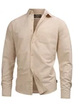 Indicode Langarmhemd Kepner Khaki/Beige/Weiß Indicode Langarmhemd Kepner Khaki/Beige/Weiß