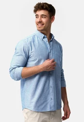 Indicode Langarmhemd Kepner Blau/Grau/Hellblau