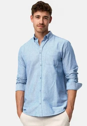 Indicode Langarmhemd Kepner Blau/Grau/Hellblau