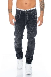 Regular-fit-Jeans Herren Jeans Hose mit aufwendiger Nahtstruktur und Waschung Dicke Kontrastnhte