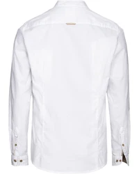Pure Trachtenhemd Oxfordhemd mit Stehkragen Weiß/Creme