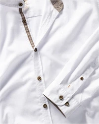 Pure Trachtenhemd Oxfordhemd mit Stehkragen Weiß/Creme