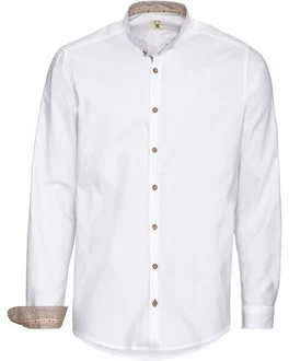Pure Trachtenhemd Oxfordhemd mit Stehkragen Weiß/Creme Pure Trachtenhemd Oxfordhemd mit Stehkragen Weiß/Creme