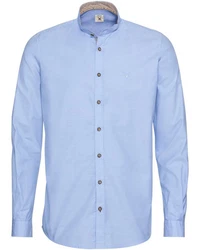 Pure Trachtenhemd Oxfordhemd mit Stehkragen hellblau