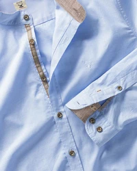 Pure Trachtenhemd Oxfordhemd mit Stehkragen hellblau