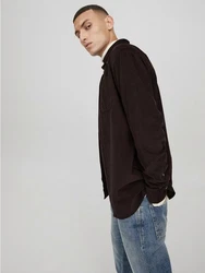Jack & Jones Langarmhemd Cord Flanell Hemd Shacket JJECLASSIC (4296) Weinrot
