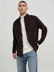 Jack & Jones Langarmhemd Cord Flanell Hemd Shacket JJECLASSIC (4296) Weinrot