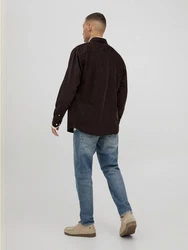 Jack & Jones Langarmhemd Cord Flanell Hemd Shacket JJECLASSIC (4296) Weinrot