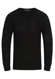 Strickpullover CRHAMAR Feinstrick mit Biker-Steppung