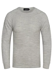 Strickpullover CRHAMAR Feinstrick mit Biker-Steppung