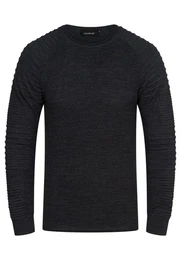 Strickpullover CRHAMAR Feinstrick mit Biker-Steppung