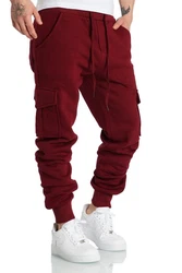 REPUBLIX Cargohose JOHN Herren Sweatpants Jogginghose Trainingshose Dunkelrot/Bordeaux/Rosa