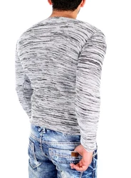 Reslad Strickpullover Herren-Pullover Slim Fit Rundhalspullover Grau/Hellgrau/Dunkelgrau