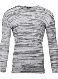 Strickpullover Strickpullover Herren-Pullover Melange Look Grobstrick-Pulli (1-tlg) Slim Fit Rundhalspullover fr Mnner