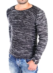 Reslad Strickpullover Herren-Pullover Slim Fit Rundhalspullover Dunkelblau/Grau/Dunkelgrau/Schwarz