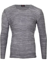 Reslad Strickpullover Herren-Pullover Slim Fit Rundhalspullover Dunkelgrau/Hellgrau/Grau/Dunkelblau