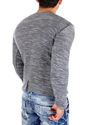 Reslad Strickpullover Herren-Pullover Slim Fit Rundhalspullover Dunkelgrau/Hellgrau/Grau/Dunkelblau