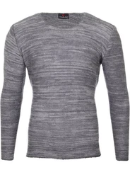 Reslad Strickpullover Herren-Pullover Slim Fit Rundhalspullover Dunkelgrau/Hellgrau/Grau/Dunkelblau