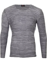 Strickpullover Strickpullover Herren-Pullover Melange Look Grobstrick-Pulli (1-tlg) Slim Fit Rundhalspullover fr Mnner
