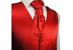 Paul Malone Anzugweste Herren Hochzeitsweste mit Plastron Set schwarz/rot (V24)