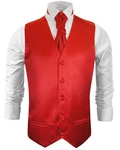 Paul Malone Anzugweste Herren Hochzeitsweste mit Plastron Set schwarz/rot (V24)
