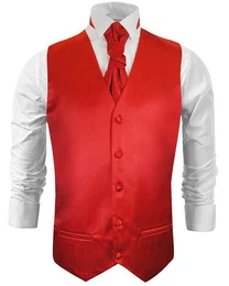 Anzugweste Herren Hochzeitsweste mit Plastron Set 2tlg schwarz - Brutigam (Set, 2-tlg., mit Weste und Plastron) rot V24, Gr. 48 (XS)