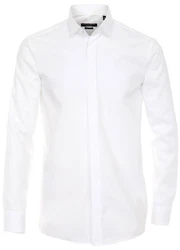 CASAMODA Smokinghemd Festliches Hochzeitshemd Herren Hemd Langarm Kläppchenkragen uni Umschlagmanschette regular fit (HL) weiß (HL25)