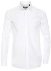 CASAMODA Smokinghemd Festliches Hochzeitshemd Herren Hemd Langarm Kläppchenkragen uni Umschlagmanschette regular fit (HL) weiß (HL25)