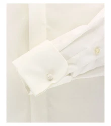 CASAMODA Smokinghemd Festliches Hochzeitshemd Herren Hemd Langarm Kläppchenkragen uni Umschlagmanschette regular fit (HL) creme (HL32)