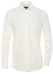 CASAMODA Smokinghemd Festliches Hochzeitshemd Herren Hemd Langarm Kläppchenkragen uni Umschlagmanschette regular fit (HL) creme (HL32)