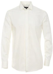 CASAMODA Smokinghemd Festliches Hochzeitshemd Herren Hemd Langarm Kläppchenkragen uni Umschlagmanschette regular fit (HL) creme (HL32)