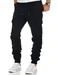 Amaci&Sons Herren Stretch Jogger Cargo Chino Jeans Hose 7006 SAN ANTONIO Dunkelblau/Blau/Schwarz