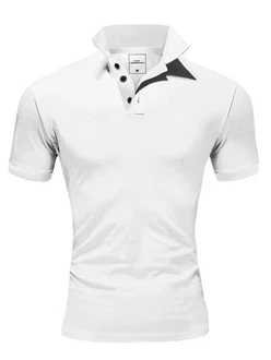 Amaci&Sons Poloshirt MAINE Basic Kurzarm Weiß/Grau