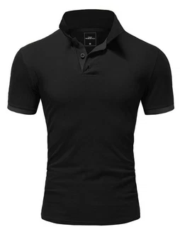 Amaci&Sons Poloshirt MAINE Basic Kurzarm Schwarz/Dunkelgrau