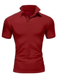 Amaci&Sons Poloshirt MAINE Basic Kurzarm Dunkelrot/Rot/Braun