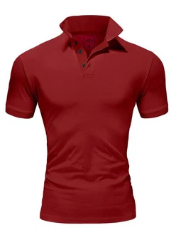 Amaci&Sons Poloshirt MAINE Basic Kurzarm Dunkelrot/Rot/Braun