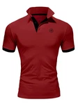Amaci&Sons Herren Poloshirt Basic Kontrast Stickerei T-Shirt (5103) MEMPHIS Bordeaux/Schwarz