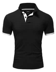 Amaci&Sons Poloshirt Basic Kontrast Kragen Kurzarm T-Shirt (5104) Schwarz Amaci&Sons Poloshirt Basic Kontrast Kragen Kurzarm T-Shirt (5104) Schwarz