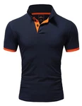 Amaci&Sons Poloshirt Basic Kontrast Kragen Kurzarm T-Shirt (5104) Navyblau/Orange Amaci&Sons Poloshirt Basic Kontrast Kragen Kurzarm T-Shirt (5104) Navyblau/Orange
