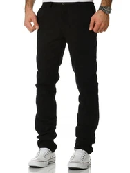 Amaci&Sons Herren Regular Slim Stretch Chino Hose Fit 7009-10 Schwarz/Khaki