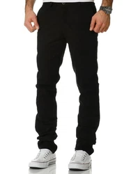 Amaci&Sons Herren Regular Slim Stretch Chino Hose Fit 7009-10 Schwarz/Khaki