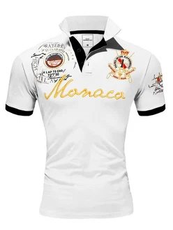 Amaci&Sons Herren Poloshirt Basic Kontrast Monaco Stickerei Polohemd T-Shirt (5108) Rot/Weiß/Gelb/Braun