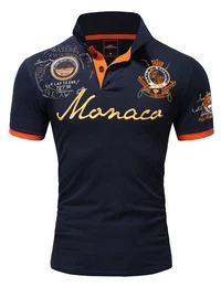 Poloshirt Monaco 2.0 Poloshirt mit Stickerei Herren Basic Kontrast Monaco Stickerei Kurzarm Polohemd T-Shirt